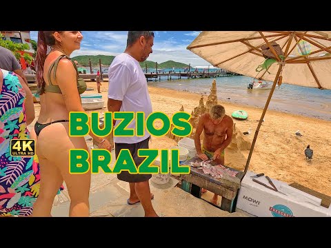 Walking Tour BUZIOS BRAZIL in Orla Bardot 4k  🇧🇷