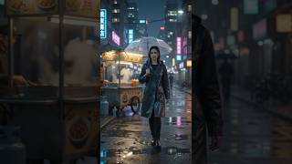 Rainy Night in Cyber City | 4K Cinematic Neon Street Walk (Relaxing Ambience. #nightcity