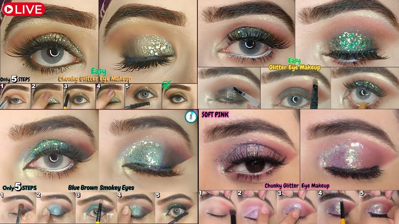 Best Chunky Glitter Eye Makeup | Easy Glitter Eye Makeup Tutorial Step by Step
