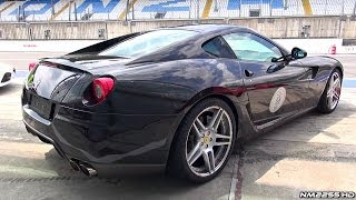 I have filmed a black ferrari 599 gtb fiorano fitted with some novitec
rosso parts, including the exhaust system, sounding mean!! follow me
also on: - facebo...