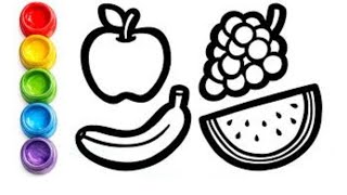 Fresh Nutritious Fruits Drawing, Painting, Coloring for Kids & Toddlers 🍓🍎🍐🍒🍌🍇 Healthy Fruits