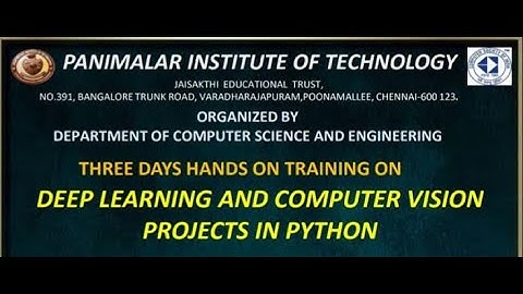 Computer Vision and Deep Learning - Panimalar Institute of Technology, Department of CSE.