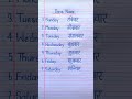 Sunday Monday kaise likhe English Hindi me