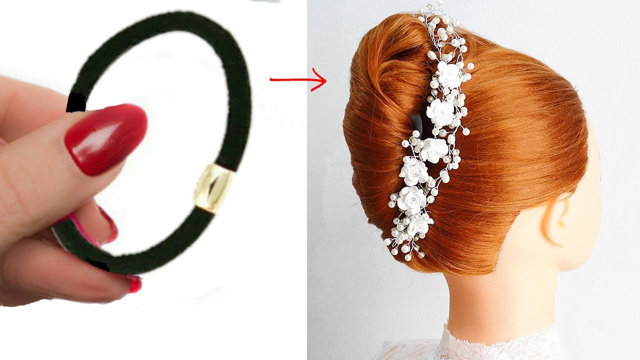 1Minute French Roll Hairstyle With Rubber Bands Easy YouTube