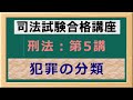 〔独学〕司法試験・予備試験合格講座　刑法（基本知識・論証パターン編）第５講：犯罪の分類 〔2021年版・刑法改正対応済み〕