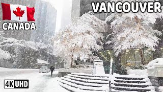 🇨🇦 【4K】❄️❄️❄️ EXTREME SNOWSTORM in Downtown Vancouver BC, Canada. Go Pro Hero 10.