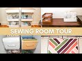Sewing Room Tour | Home Office and Craft Room Ideas | Small Sewing Room Organization *realistic*