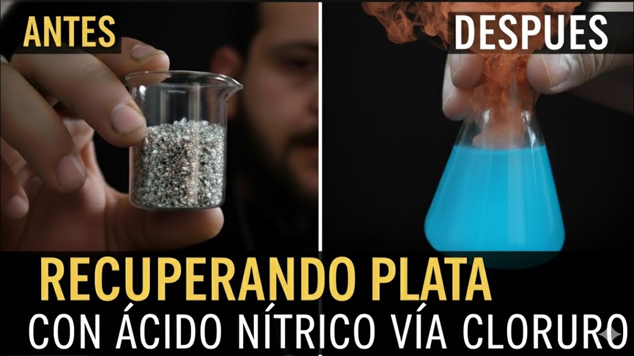 Recuperar plata con ácido nítrico vía cloruro de plata 