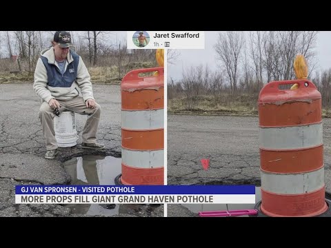 Jokes about the massive pothole in Grand Haven get attention from the city