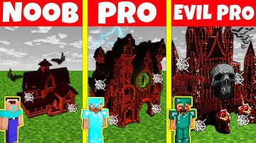 Minecraft Battle: NOOB vs PRO vs EVIL PRO: EVIL HOUSE BUILD BASE CHALLENGE / Minecraft Animation