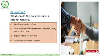 BRCGS ISSUE 9 - Senior Management commitment & Continual Improvement 1.1.1 to 1.1.14, Food Safety