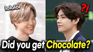How BTS V Reacts to Jimin&#39;s Question &#39;Did you get Valentine Chocolate?&#39; 😂