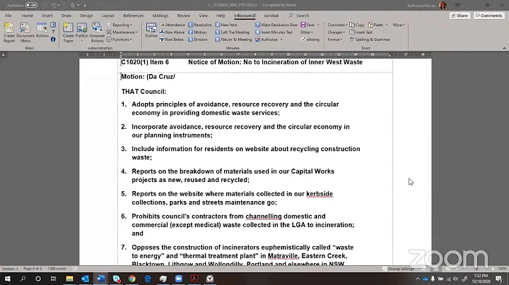 Inner West Ordinary Council Meeting - 13 October 2020