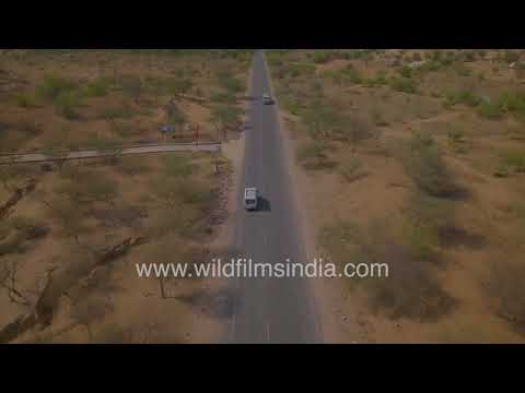 Ajmer-Jaipur Highway through the dry landscape of Rajasthan
