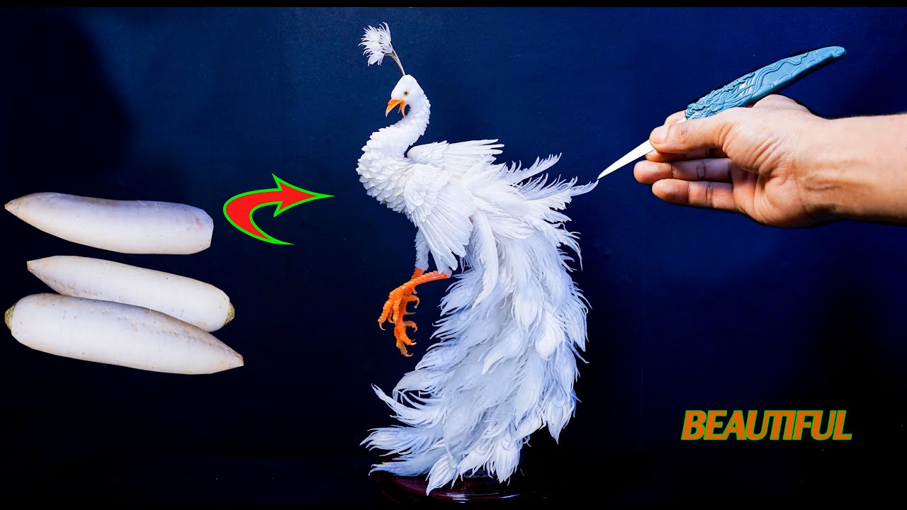 How To Carve a Peacock Out Of Vegetable | AV Vegetable Carving Art