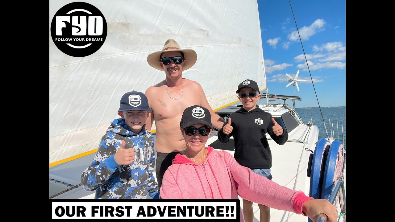 ⁣Hoisting the main sail on our first adventure! Ep 6