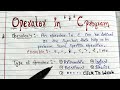 Operators in C programming | Classification of operators l Handwritten notes | B Tech | BCA all exam