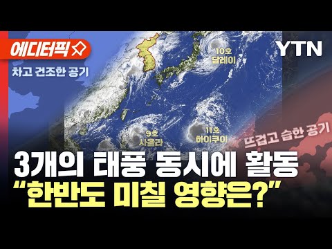 [에디터픽] 3개의 태풍 동시에 활동, &quot;한반도 미칠 영향은?&quot; / YTN