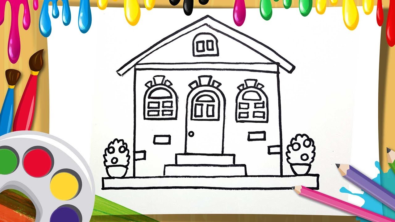 How to Draw barbie Doll House Coloring Pages for Kids_Drawing and Learn ...