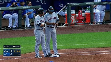 CLE@KC: Brantley lines a single to bring home Kipnis