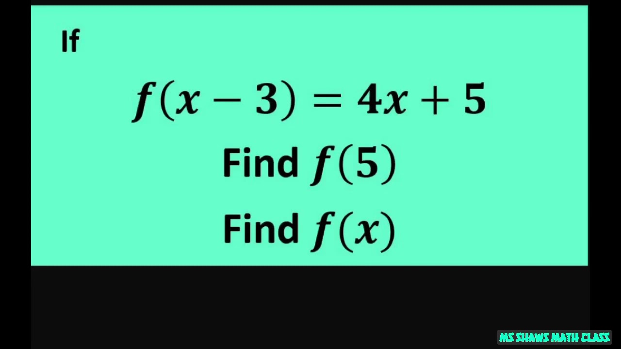 If F x 3 4x 5 Then Find F 5 And F x YouTube