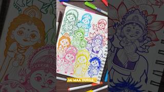 🪷9 roop of maa Durga￼ doodle art✨ Navratri special drawing #Shorts #trending