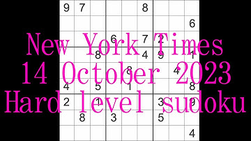Sudoku solution – New York Times 14 October 2023 hard level