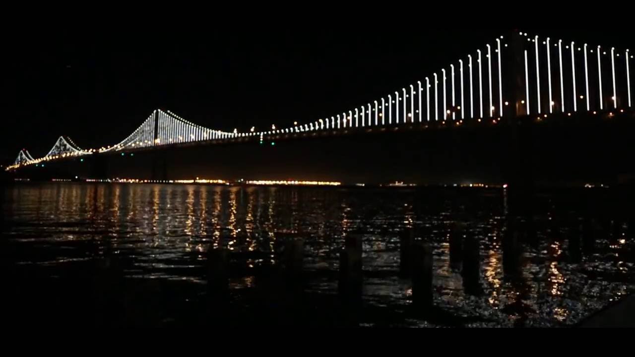 San Francisco Oakland Bay Bridge At Night With Led Lights Youtube