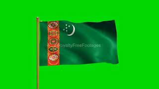 Turkmenistan National Flag HD | World Countries Green Screen Flag animation | Royalty Free Footages screenshot 5