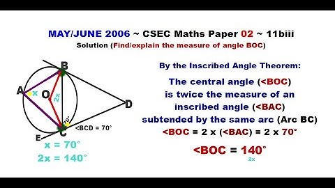 Paper2-CSEC-MATHS-402 ~ (Alt) Circle Geometry & Inscribed Angle Th ~ May/June 2006 Number 11biii