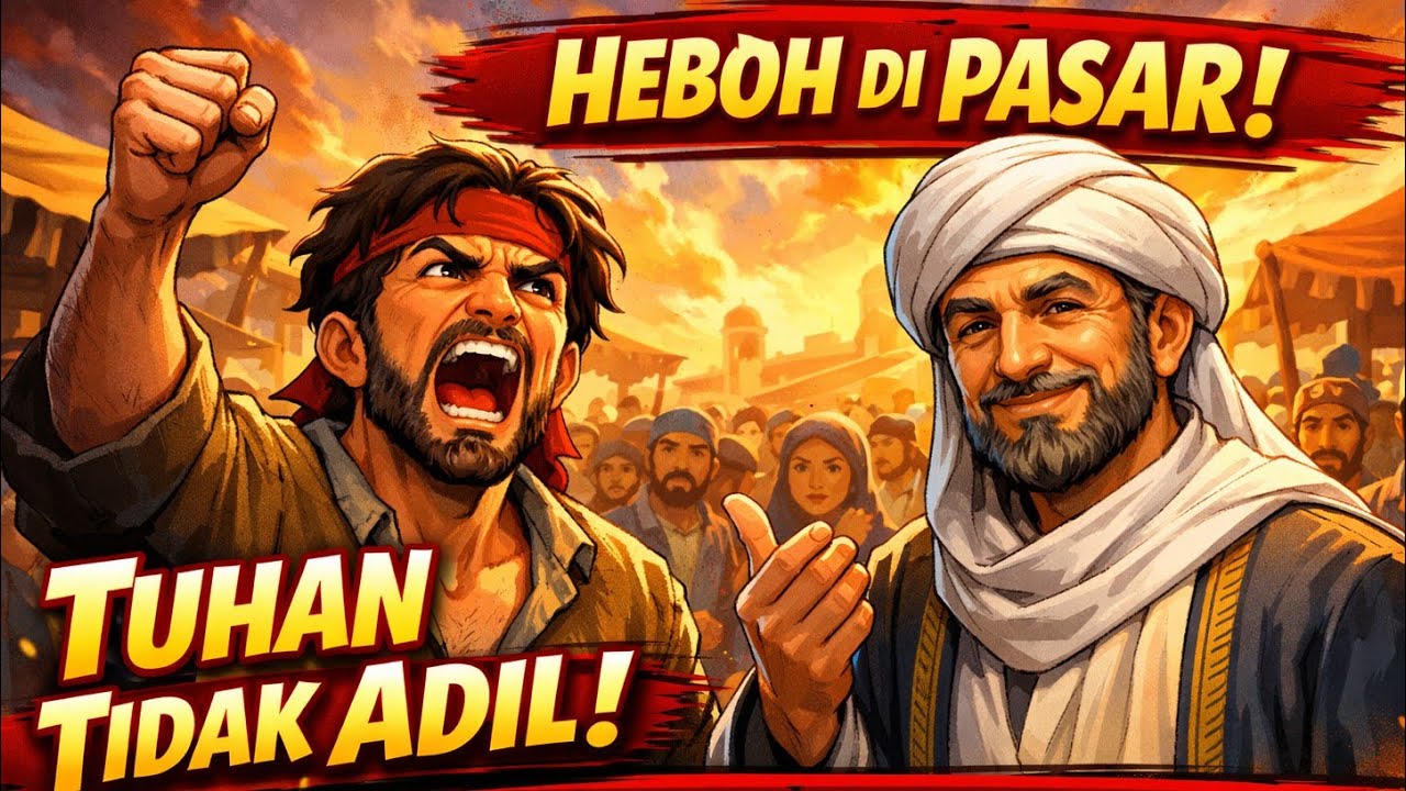 HEBOH DI PASAR⁉️ Pria Ini Teriak “Tuhan Tidak Adil” — Abu Nawas Balas dengan Jawaban Tak Terduga