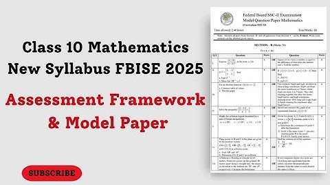 Class 10 Maths New Model Paper Federal Board 2025-26 | Model paper/assessment framework Fbise
