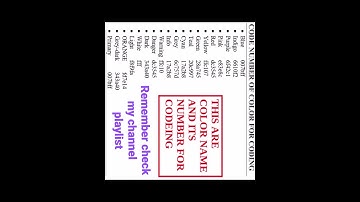 color name and its code #codeing #colorname #color #colornumbers #colorcodes