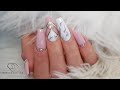 Salon nails. Beautiful marble nail design with gel