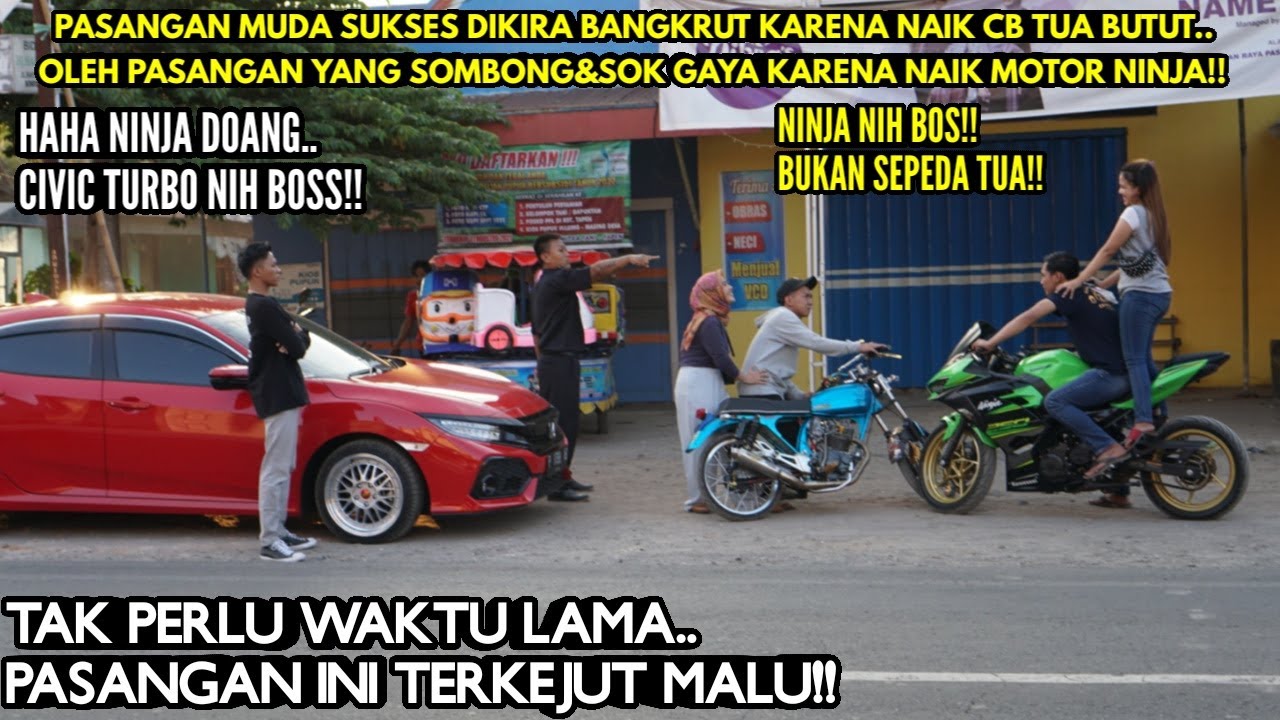GARA2 NAIK CB MODIF PASANGAN SUKSES DIKIRA BANGKRUT OLEH PASANGAN SOMBONG NAIK NINJA!!Tapi lihat..