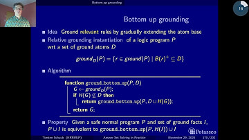 Answer set solving in practice, grounding, bottom-up grounding