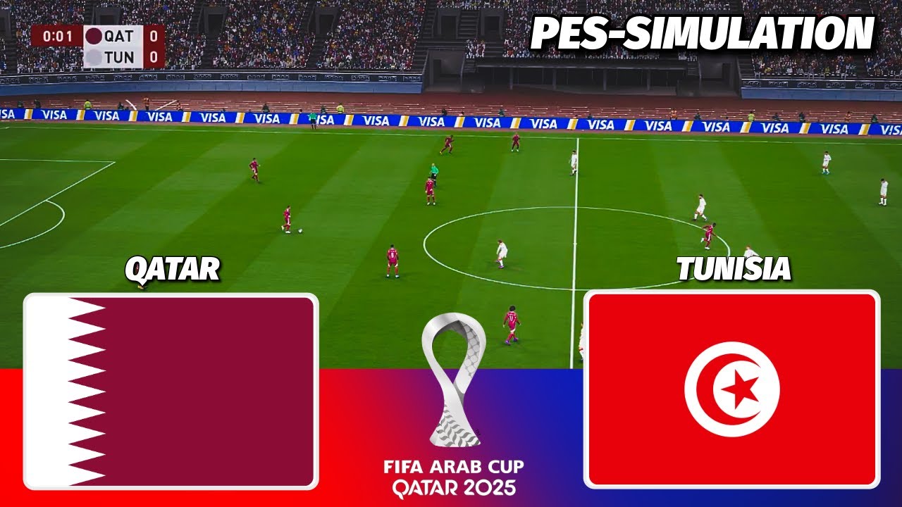 LIVE🔴| QATAR vs TUNISIA - FIFA ARAB CUP 2025 | PES 21 Simulation
