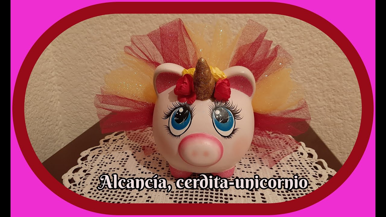 Pinta cerámica: Alcancía de Cerdita Unicornio (Técnica de Flotado)