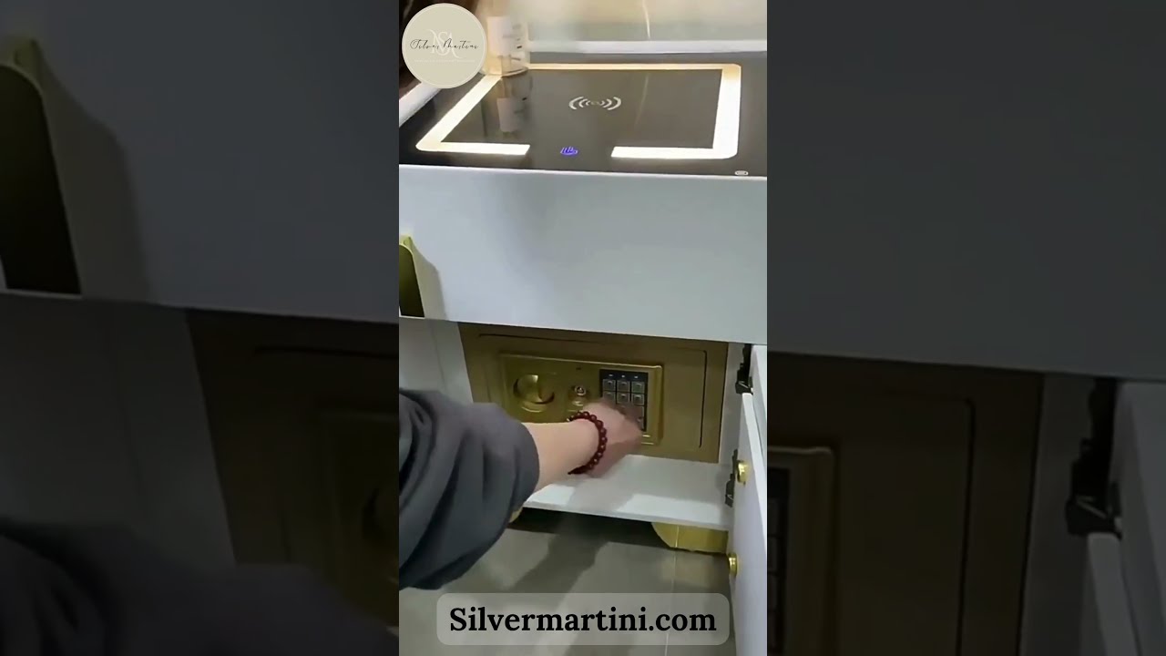 Smart Bedside Table with LED Lights, USB & Wireless Charging, Fingerprint Lock | Modern Nightstand