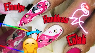 How to Handdraw Flamingo Nail Design Glittergilz Collab