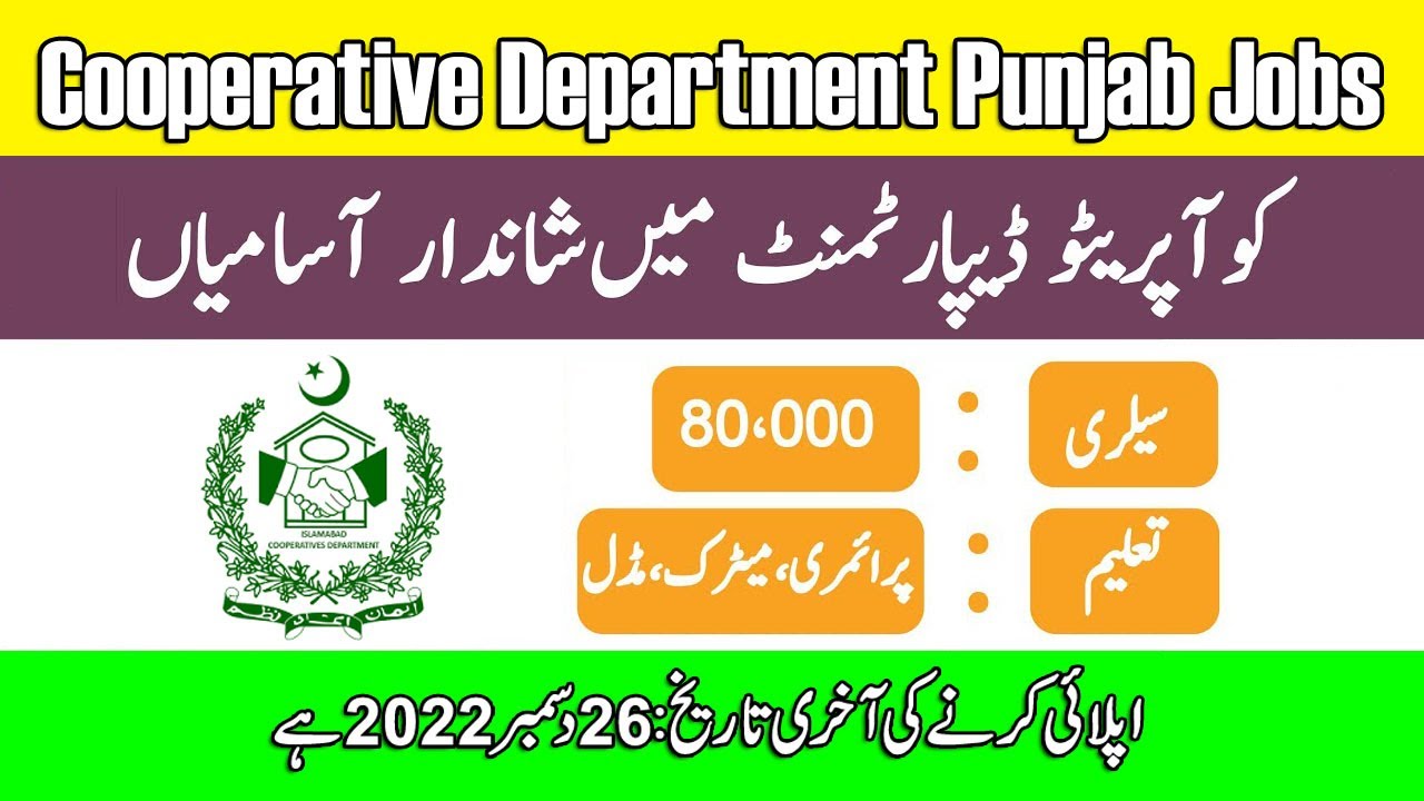 Cooperative Department Punjab Jobs Cooperative Jobs All Job Pk YouTube
