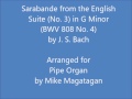 Sarabande from the english suite no 3 in g minor bwv 808 no 4 for pipe organ mp3