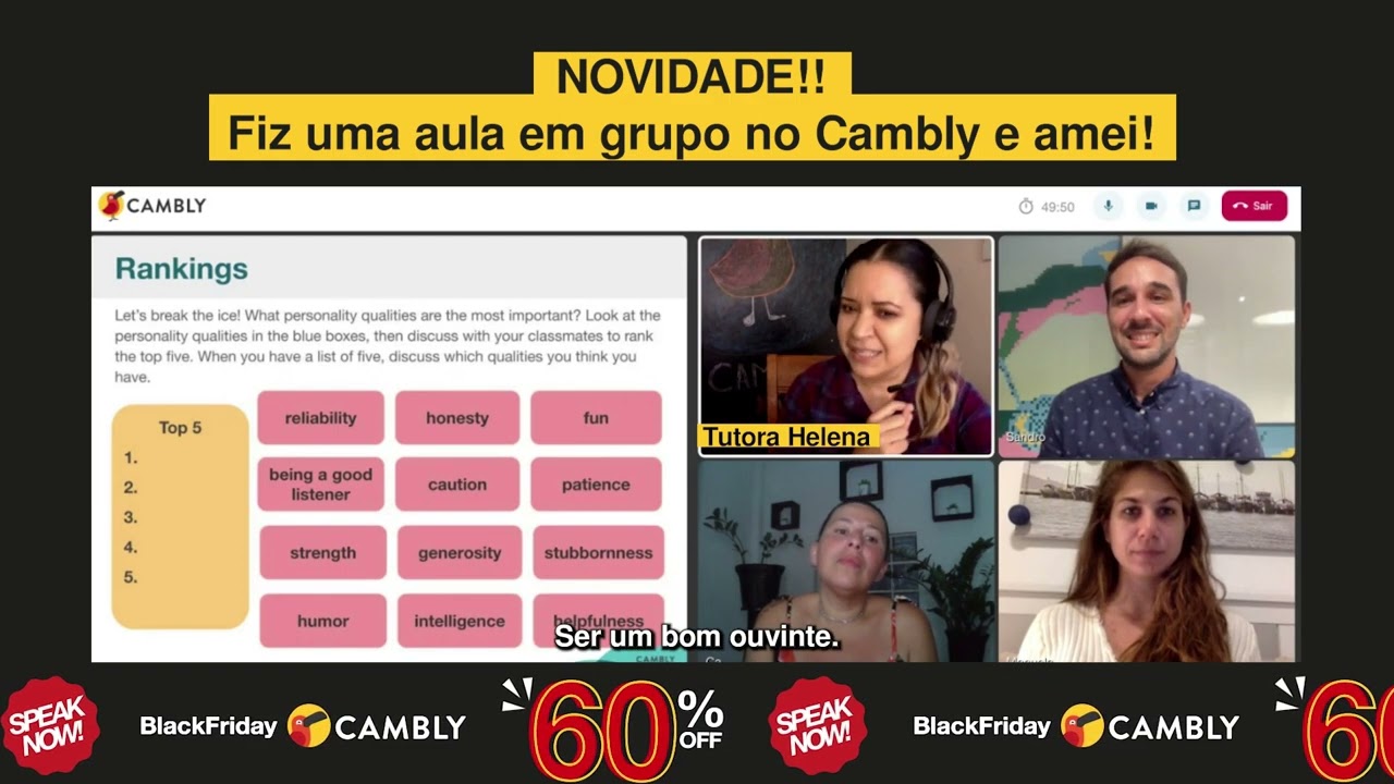 Novidade no Cambly! Agora você pode fazer aulas em grupo também!
