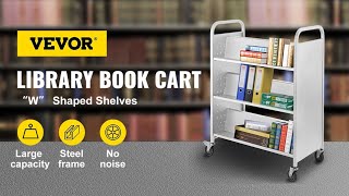 ✨VEVOR Book Cart, Library Cart 6-Shelf ✨200 LBS For Home Shelves ✨ROLLING LIBRARY CART DOUBLE SIDED