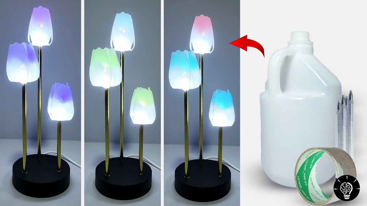 Beautiful Led Lamp DIY Tulip Lamp 🌷 | Beautiful LED Lamp from Everyday Materials - YouTube