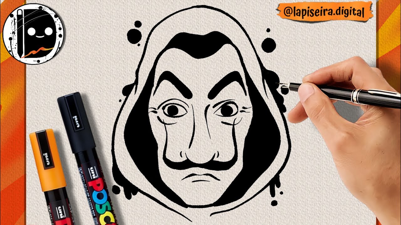 Como desenhar a mascara da serie la casa de papel - YouTube