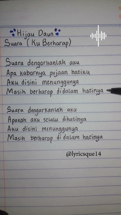 Lirik lagu | Suara Ku Berharap | Hijau Daun #lirikvideo #hijaudaun #short