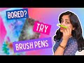 3 creative painting ideas of brush pens  step by step tutorial for beginners  paintellectualpriya