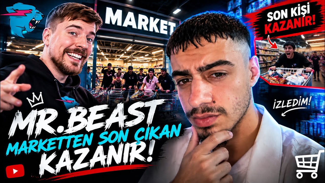 Retro- MRBeast 'Marketten Son Çıkan 250.000 Dolar kazanır' izliyor