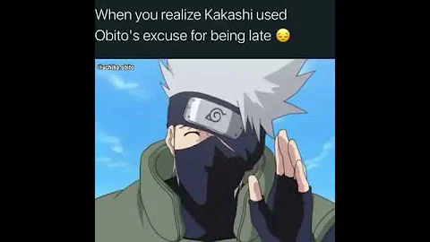 Kakashi used obito's excuse for being  late #kakashi #obito #naruto #shorts